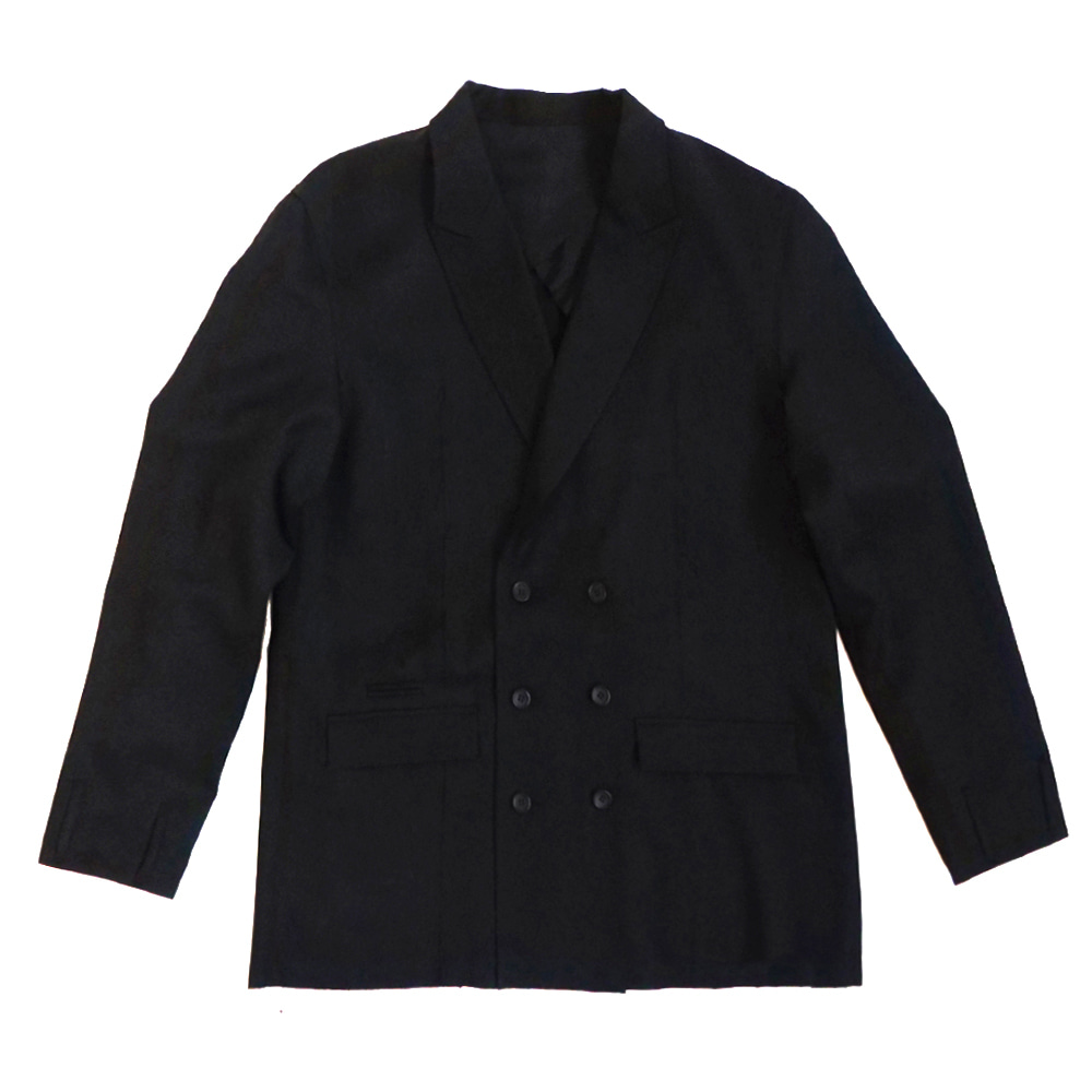 [Gakuro]  Double Breasted Jacket Black 