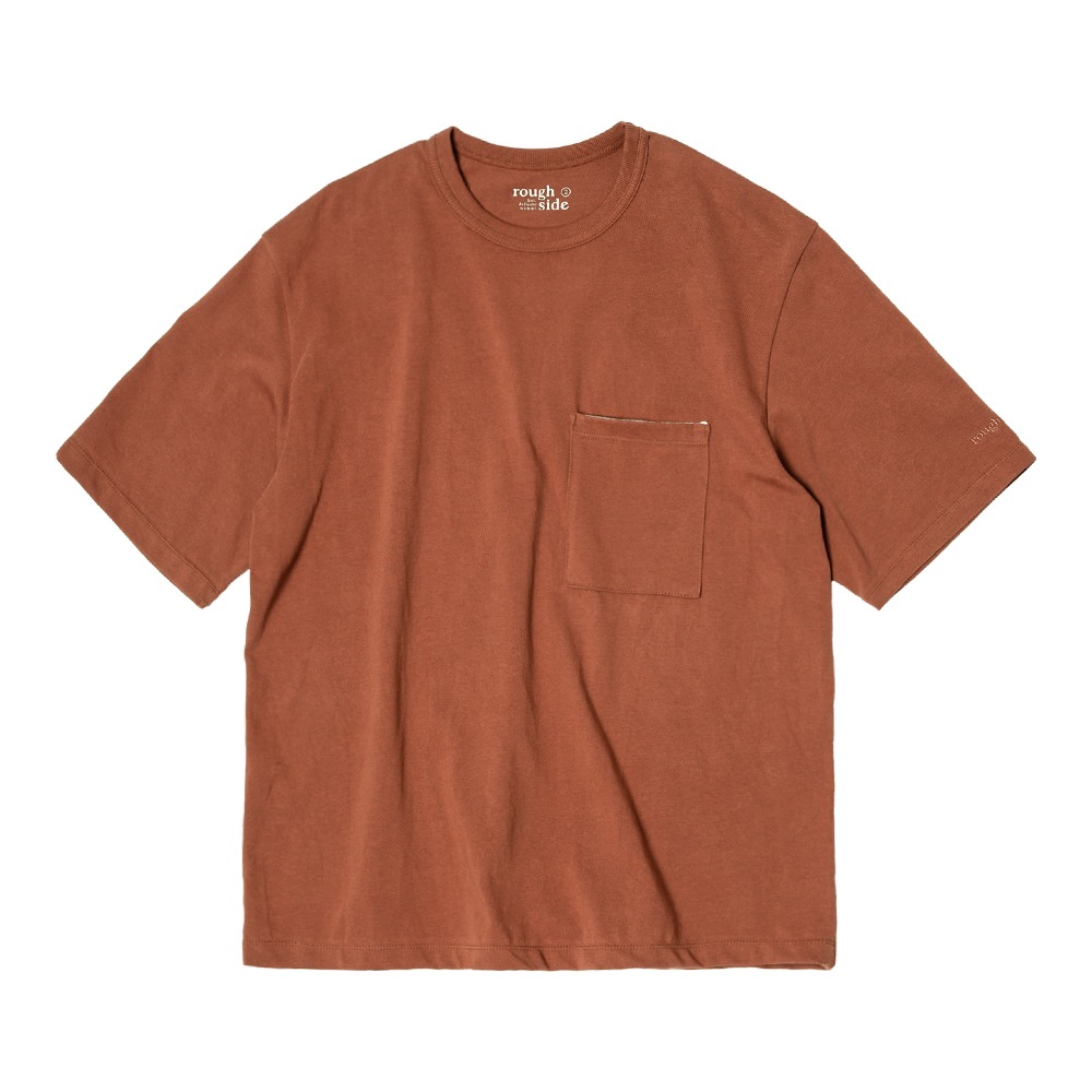 [Rough Side]  Primary Half Sleeved T-Shirt Brick