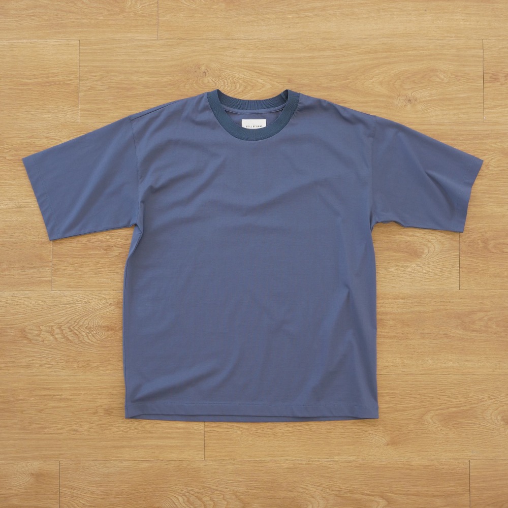 [Still By Hand]  CS01231OS  Knitted Rib T-Shirt Slate Blue