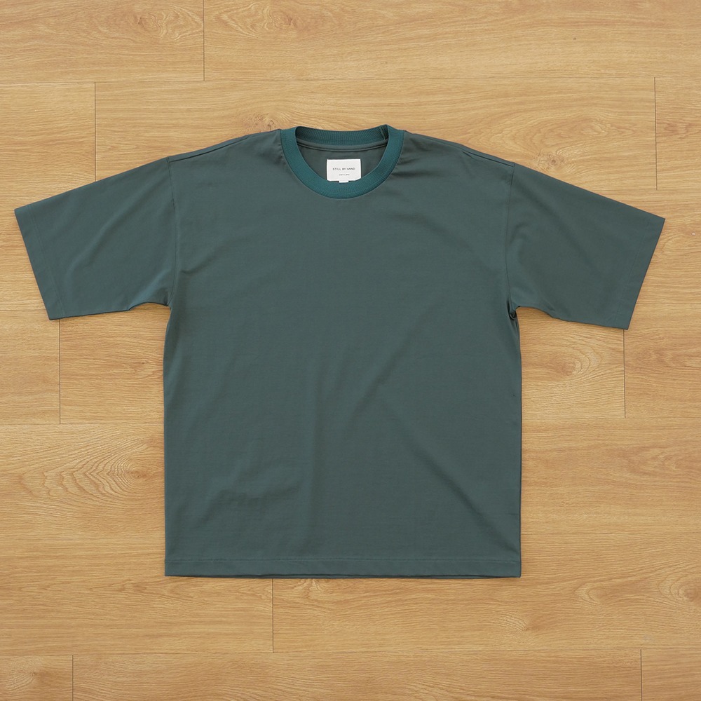 [Still By Hand]  CS01231OS  Knitted Rib T-Shirt Green