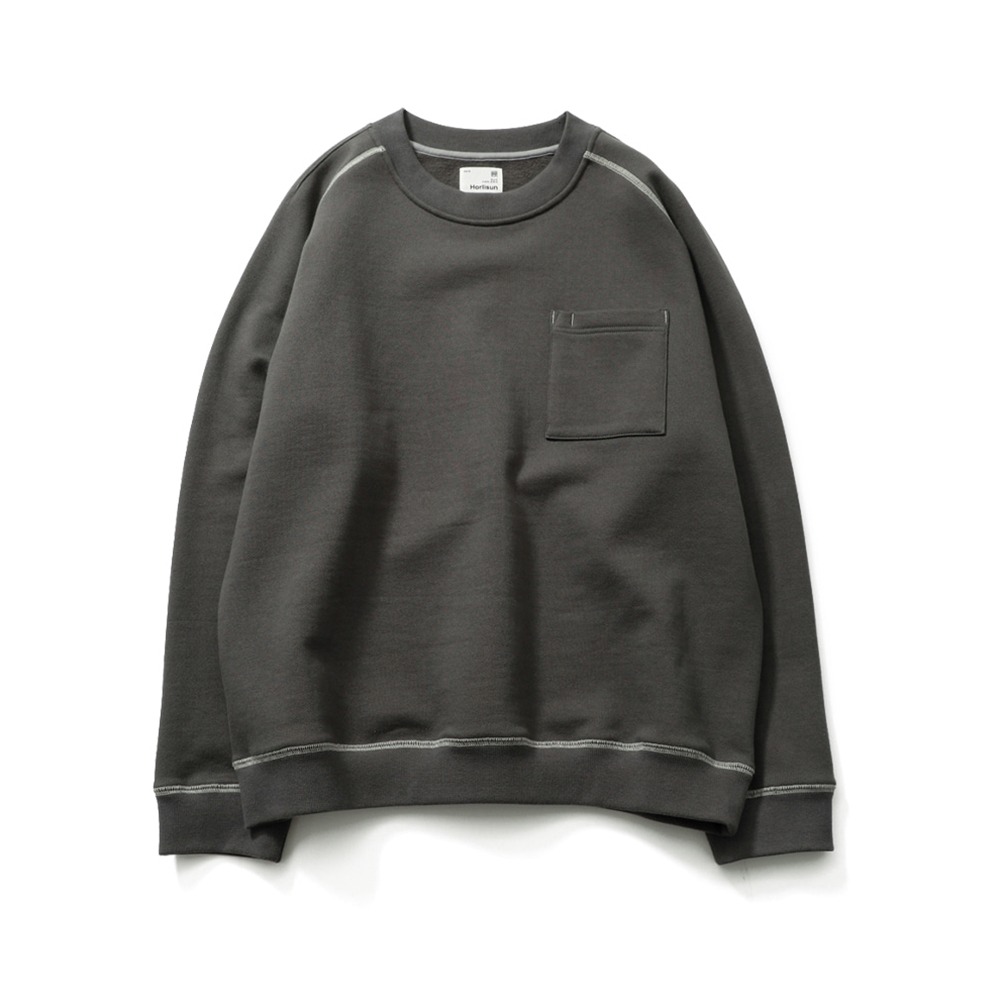 [Horlisun]  23FW Sugarpine Stitch Raglan Sweatshirt Charcoal