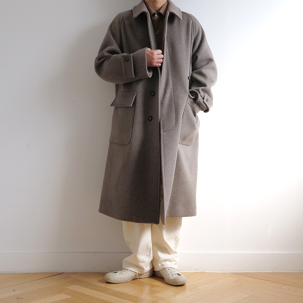 [Horlisun]  20FW Winterport Wool Long Coat Seasonal Grey Beige