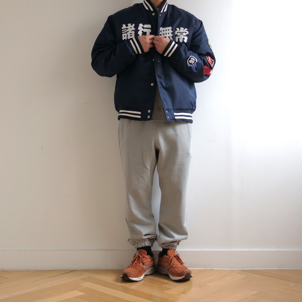 [Youngwall Junction]  Anicca Club Baseball Jacket Navy
