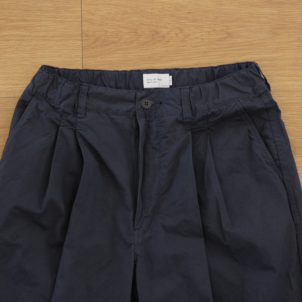 [Still By Hand]  PT02231OS Garment Dye 2 Tuck Pants Navy