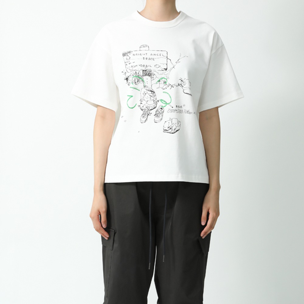 [Horlisun]  23 B.S.C Graphic T-Shirts Plateau Point Off White