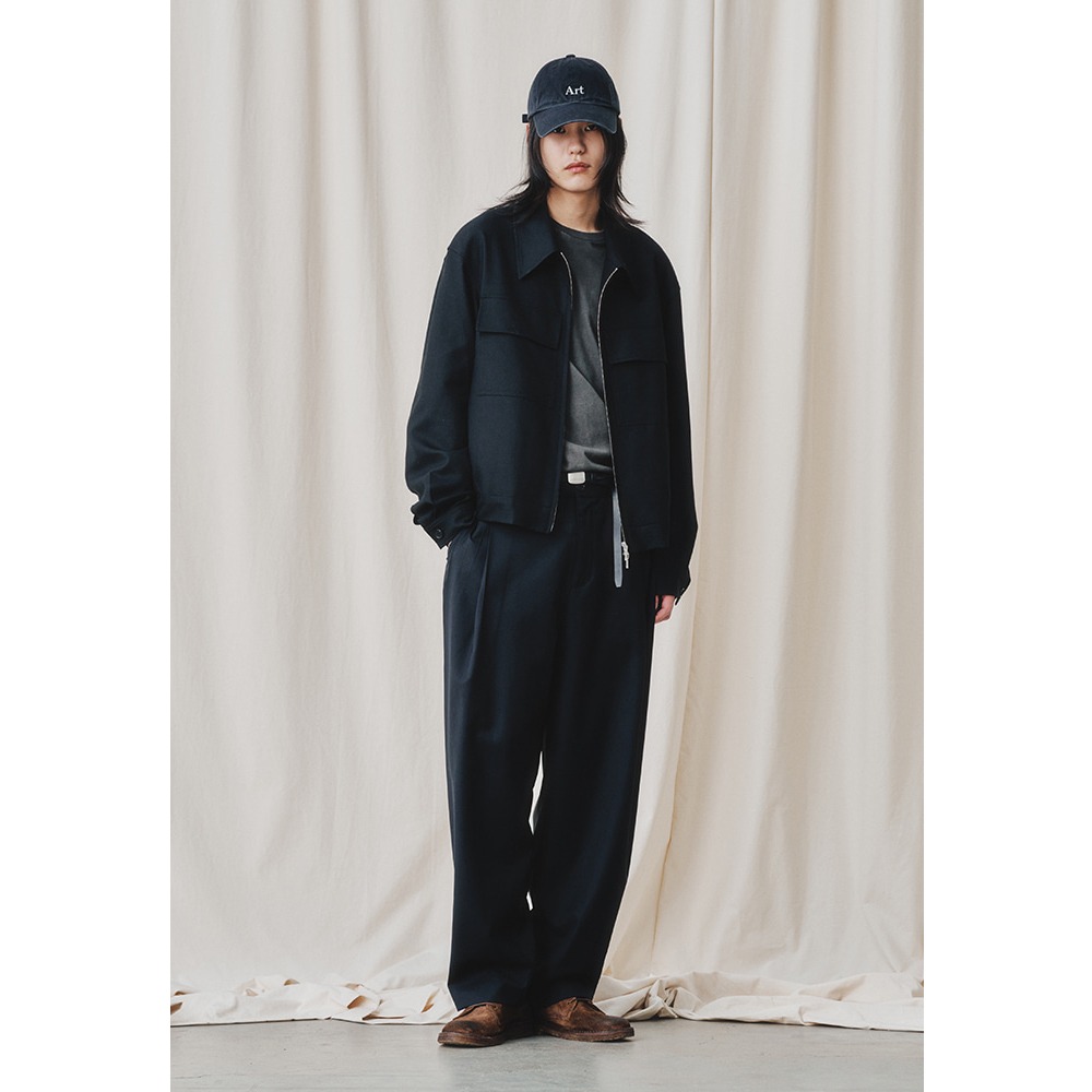 [Art if acts]  24SS Wool Side Two Tuck Pants Black  